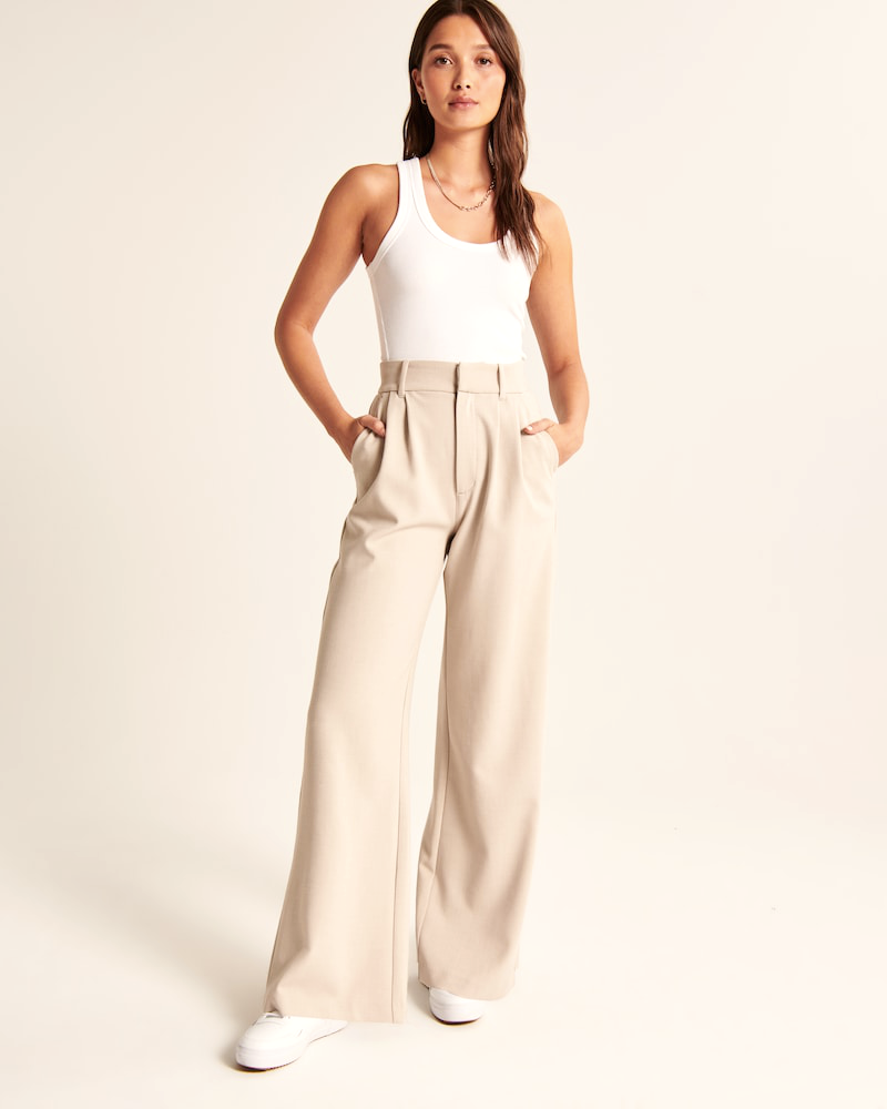 Aura | Pantalones Anchos Beige